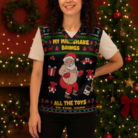 My Milkshake Bring Christmas Design Christmas Knitted V-Neck Vest Xmas Holiday Patterns - Wonder Print Shop