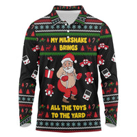 My Milkshake Bring Christmas Design Long Sleeve Polo Shirt Xmas Holiday Patterns - Wonder Print Shop