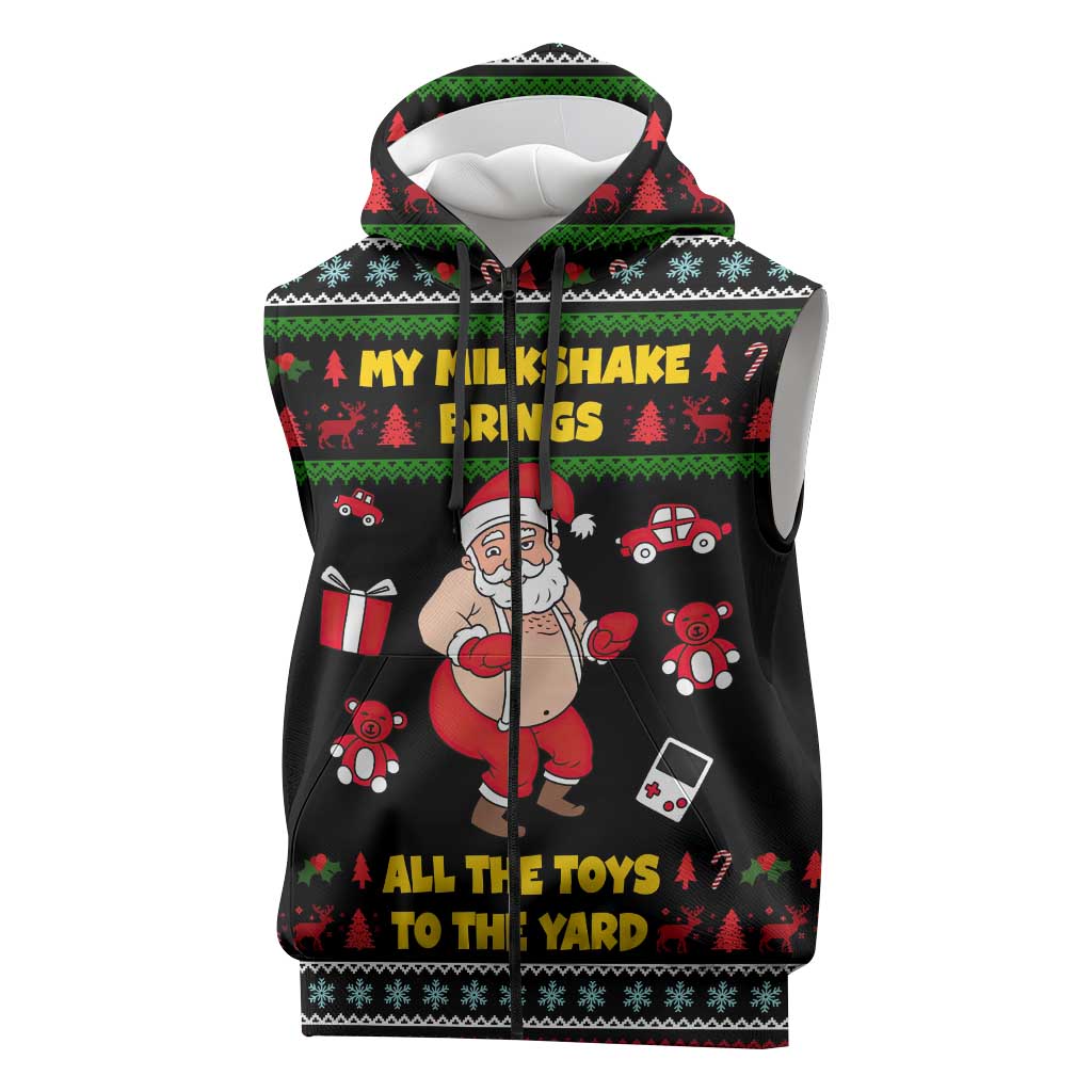 My Milkshake Bring Christmas Design Sleeveless Zip Hoodie Xmas Holiday Patterns - Wonder Print Shop