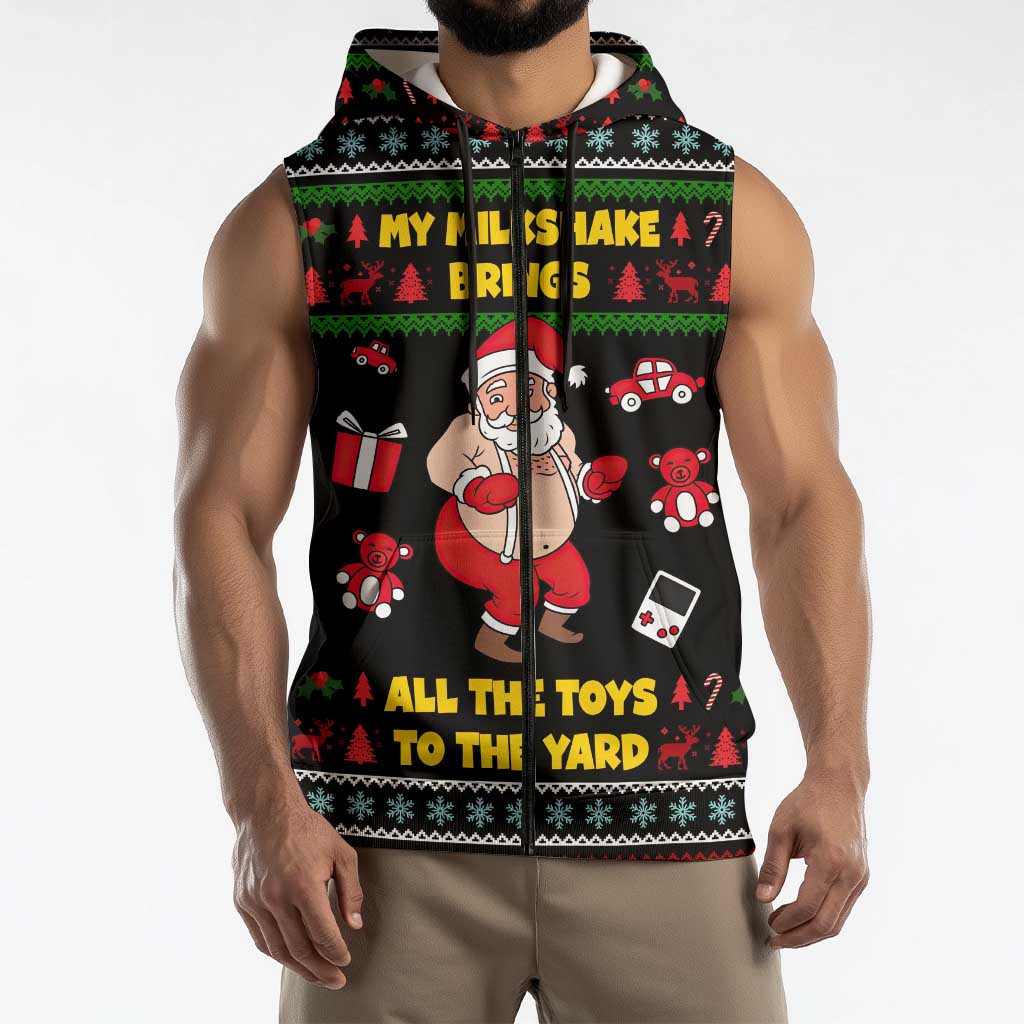 My Milkshake Bring Christmas Design Sleeveless Zip Hoodie Xmas Holiday Patterns - Wonder Print Shop