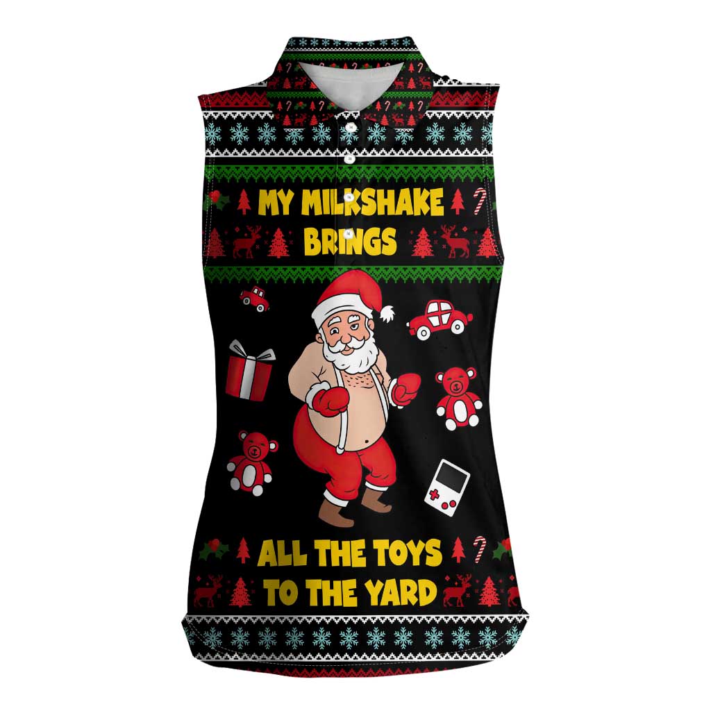My Milkshake Bring Christmas Design Women Sleeveless Polo Shirt Xmas Holiday Patterns - Wonder Print Shop