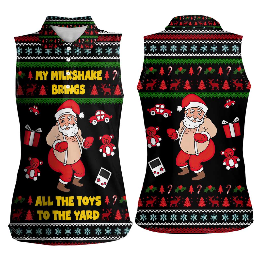 My Milkshake Bring Christmas Design Women Sleeveless Polo Shirt Xmas Holiday Patterns - Wonder Print Shop