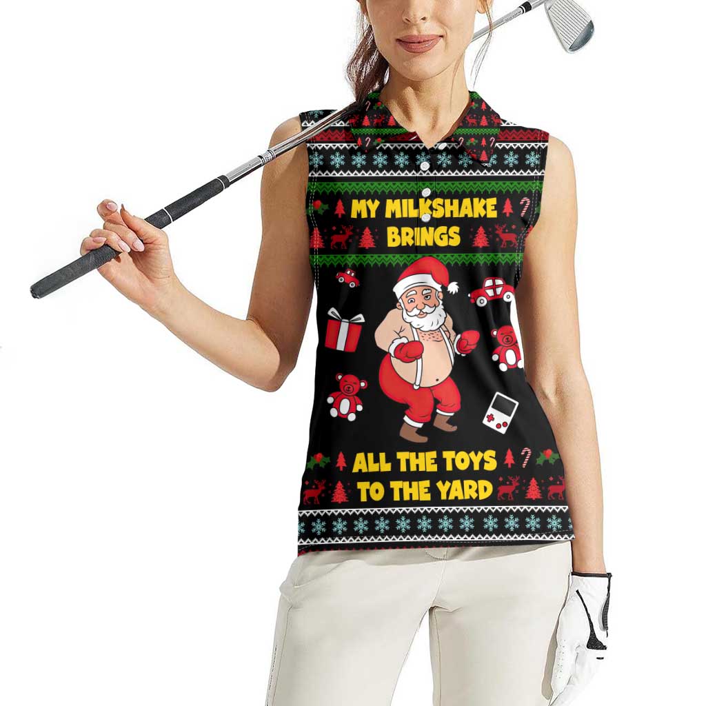 My Milkshake Bring Christmas Design Women Sleeveless Polo Shirt Xmas Holiday Patterns - Wonder Print Shop