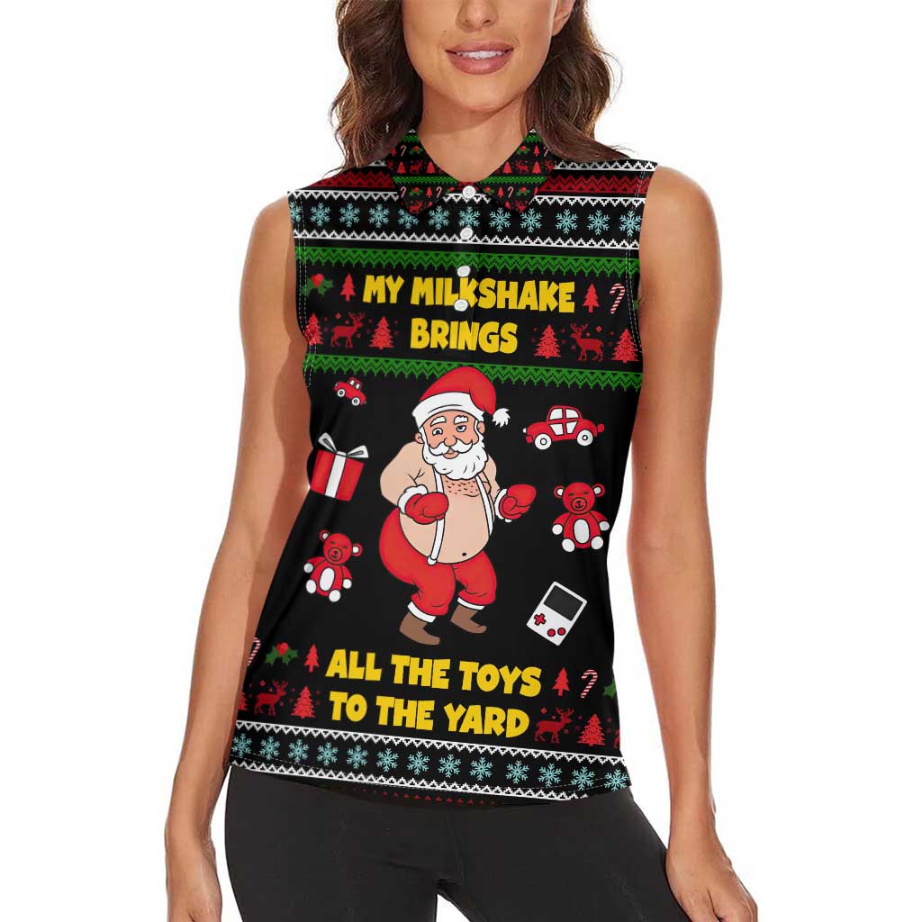My Milkshake Bring Christmas Design Women Sleeveless Polo Shirt Xmas Holiday Patterns - Wonder Print Shop