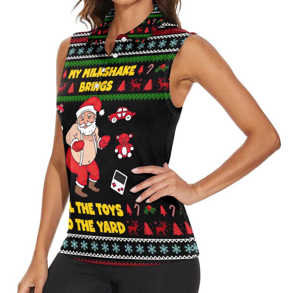 My Milkshake Bring Christmas Design Women Sleeveless Polo Shirt Xmas Holiday Patterns - Wonder Print Shop