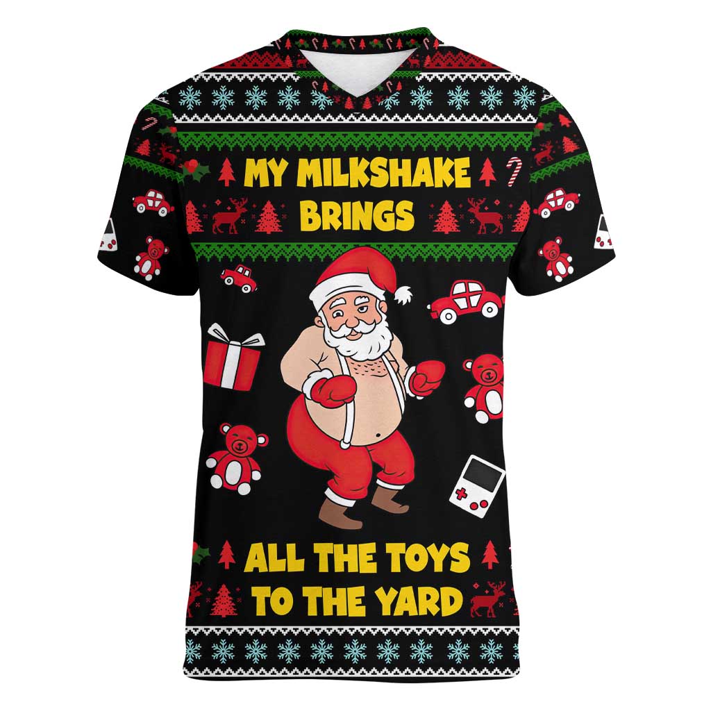 My Milkshake Bring Christmas Design Women V-Neck T-Shirt Xmas Holiday Patterns - Wonder Print Shop