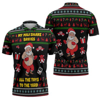 My Milkshake Bring Christmas Design Zipper Polo Shirt Xmas Holiday Patterns - Wonder Print Shop
