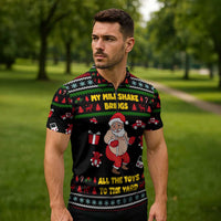 My Milkshake Bring Christmas Design Zipper Polo Shirt Xmas Holiday Patterns - Wonder Print Shop
