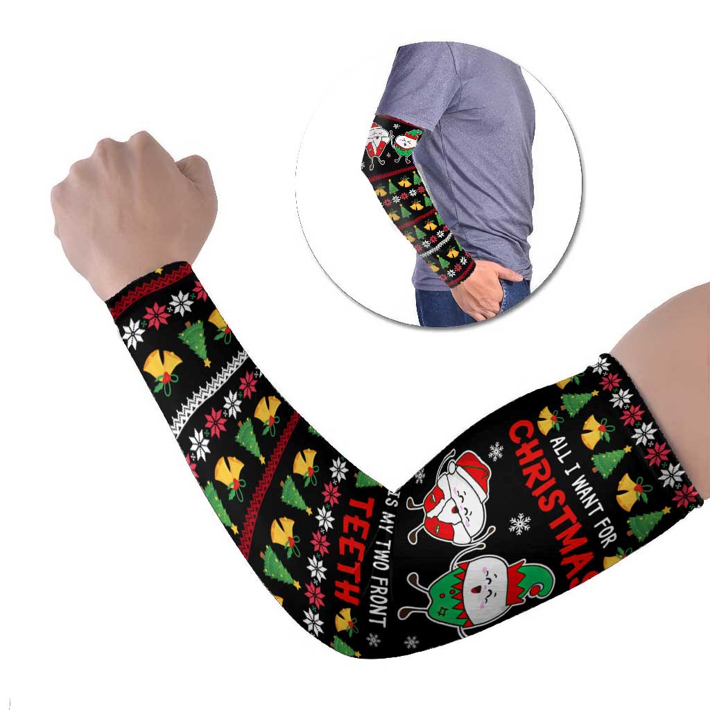 My Two Front Teeth Christmas Design Arm Sleeves Xmas Holiday Patterns - Wonder Print Shop