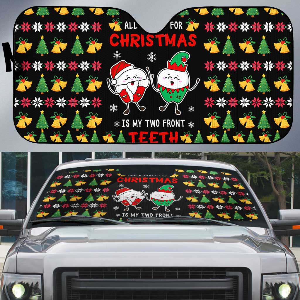 My Two Front Teeth Christmas Design Auto Sun Shade Xmas Holiday Patterns - Wonder Print Shop