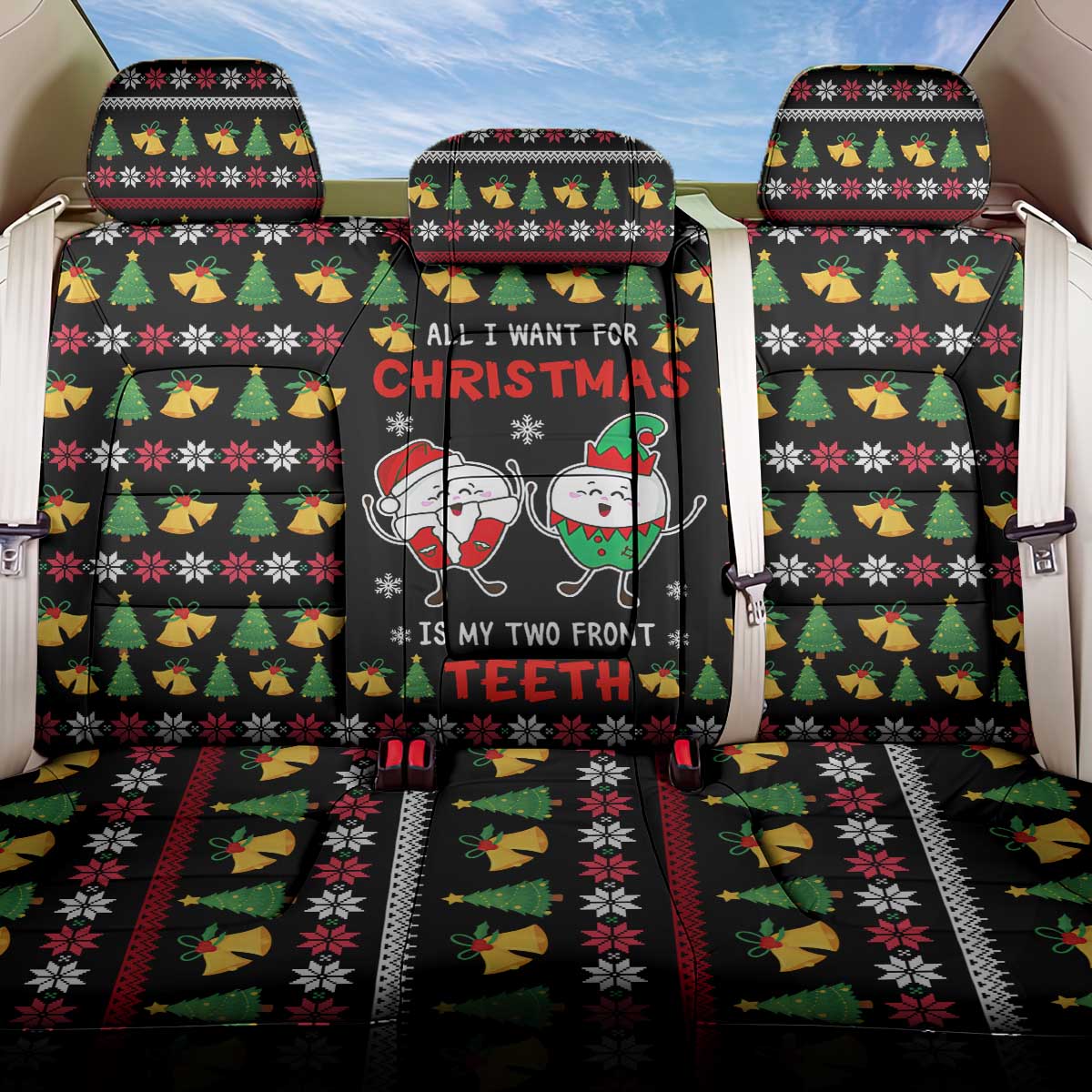 My Two Front Teeth Christmas Design Back Car Seat Cover Xmas Holiday Patterns - Wonder Print Shop