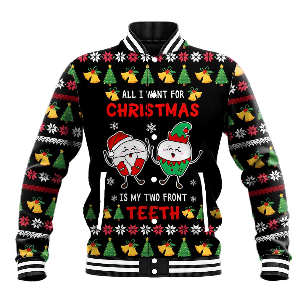 My Two Front Teeth Christmas Design Baseball Jacket Xmas Holiday Patterns - Wonder Print Shop
