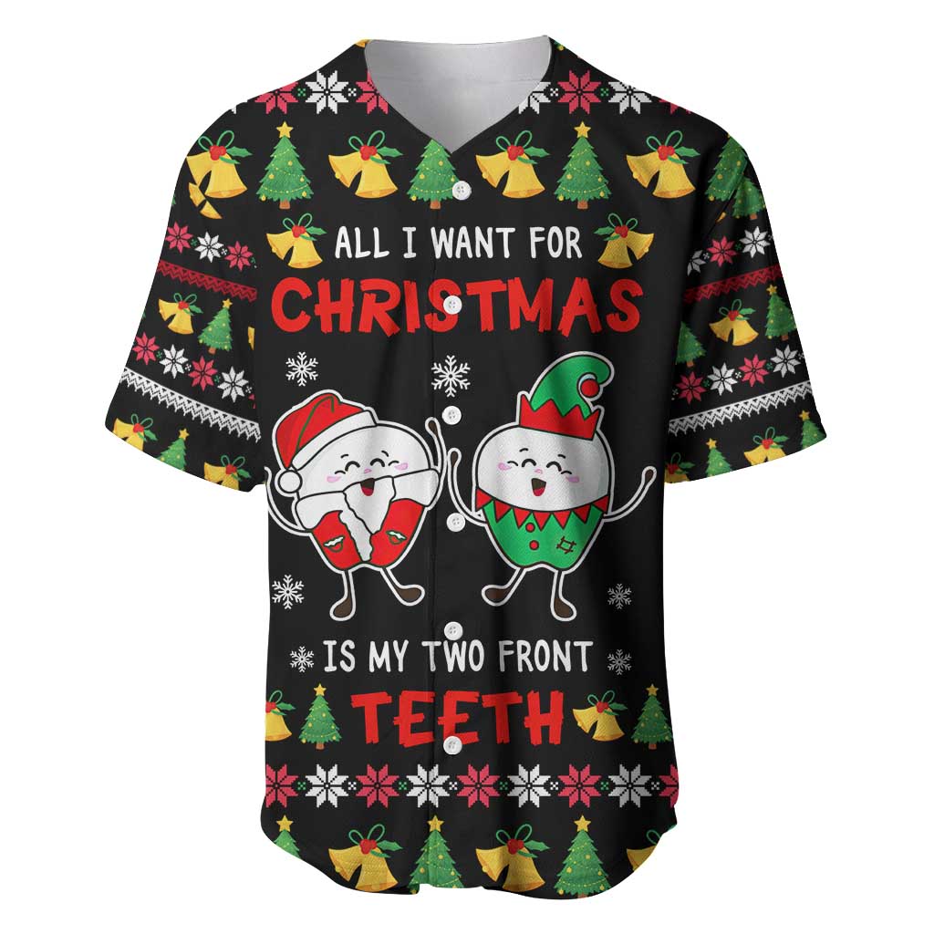 My Two Front Teeth Christmas Design Baseball Jersey Xmas Holiday Patterns - Wonder Print Shop
