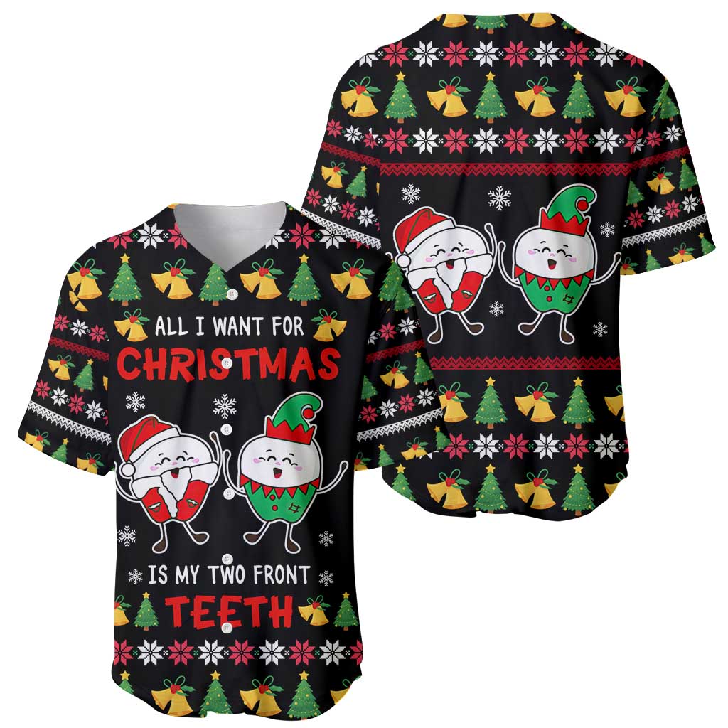 My Two Front Teeth Christmas Design Baseball Jersey Xmas Holiday Patterns - Wonder Print Shop