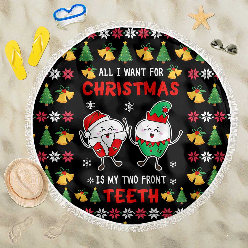 My Two Front Teeth Christmas Design Beach Blanket Xmas Holiday Patterns - Wonder Print Shop