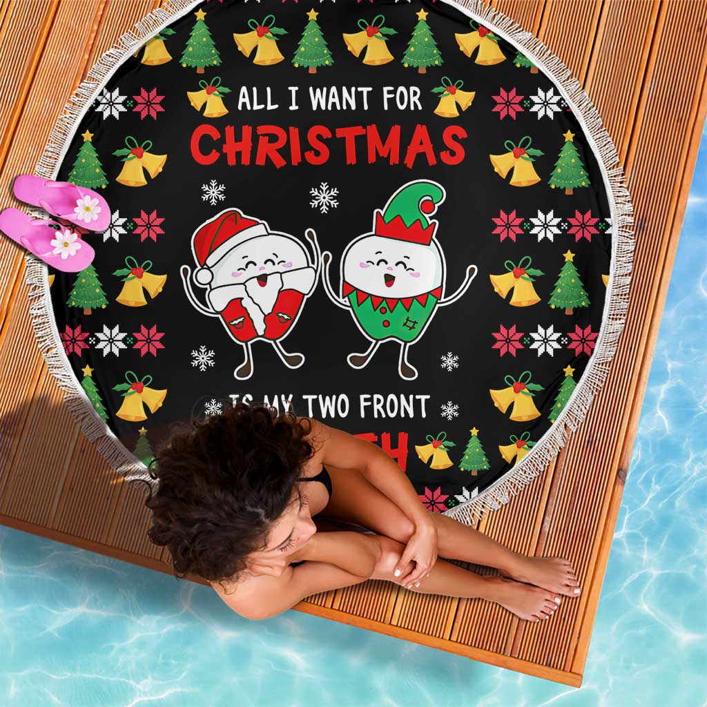 My Two Front Teeth Christmas Design Beach Blanket Xmas Holiday Patterns - Wonder Print Shop