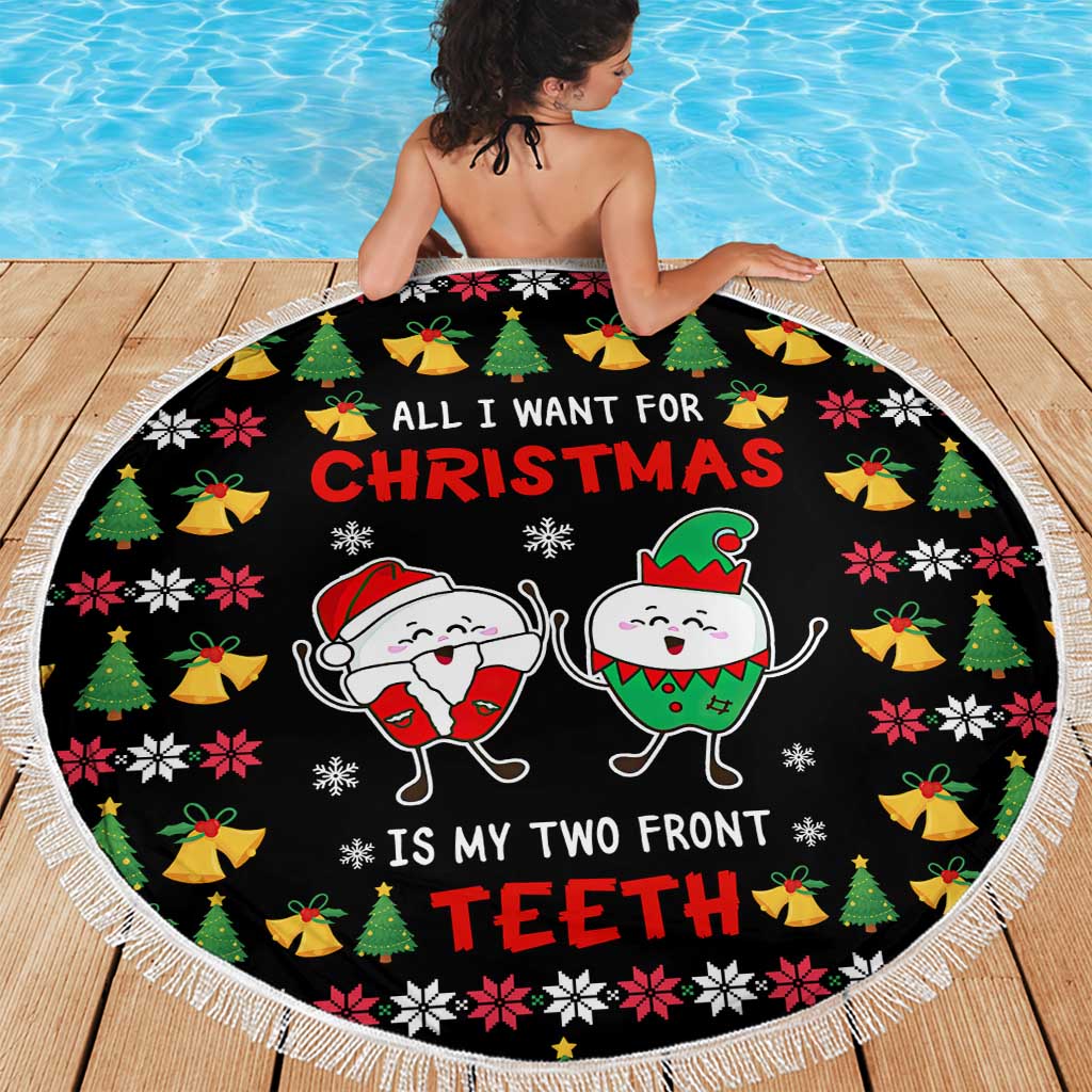 My Two Front Teeth Christmas Design Beach Blanket Xmas Holiday Patterns - Wonder Print Shop