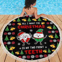 My Two Front Teeth Christmas Design Beach Blanket Xmas Holiday Patterns - Wonder Print Shop