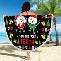 My Two Front Teeth Christmas Design Beach Blanket Xmas Holiday Patterns - Wonder Print Shop