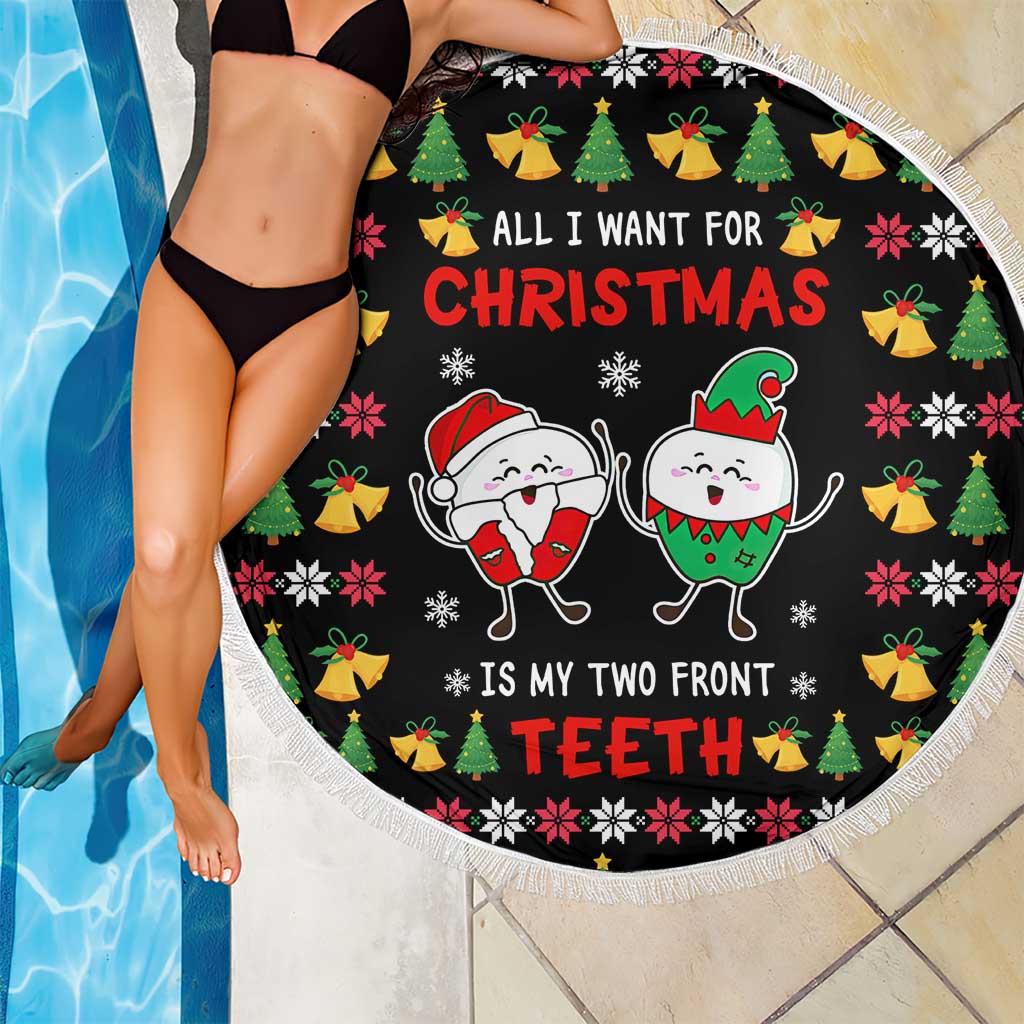 My Two Front Teeth Christmas Design Beach Blanket Xmas Holiday Patterns - Wonder Print Shop