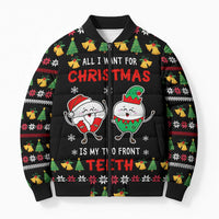 My Two Front Teeth Christmas Design Bomber Puffer Jacket Xmas Holiday Patterns - Wonder Print Shop