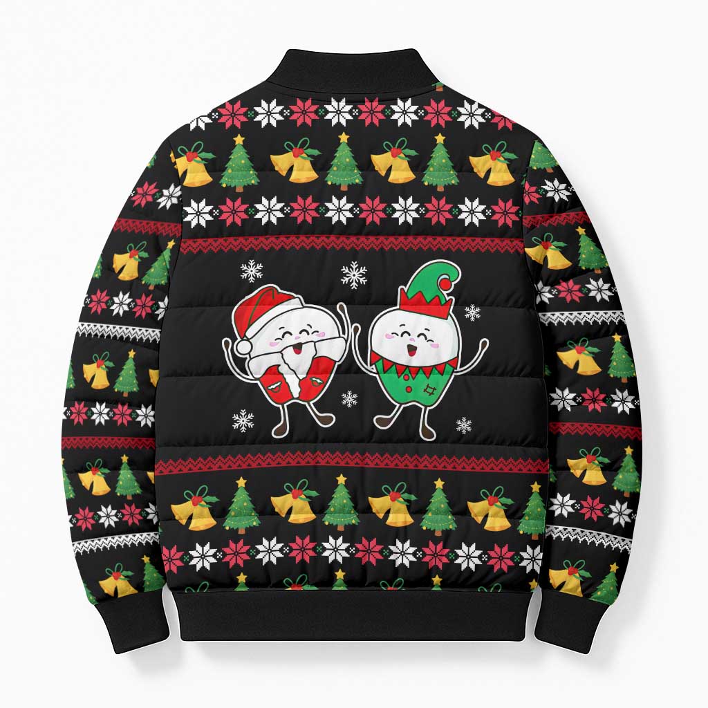 My Two Front Teeth Christmas Design Bomber Puffer Jacket Xmas Holiday Patterns - Wonder Print Shop