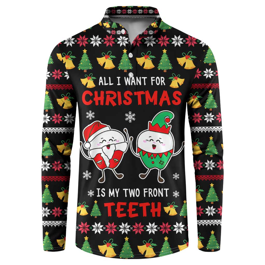 My Two Front Teeth Christmas Design Button Sweatshirt Xmas Holiday Patterns - Wonder Print Shop