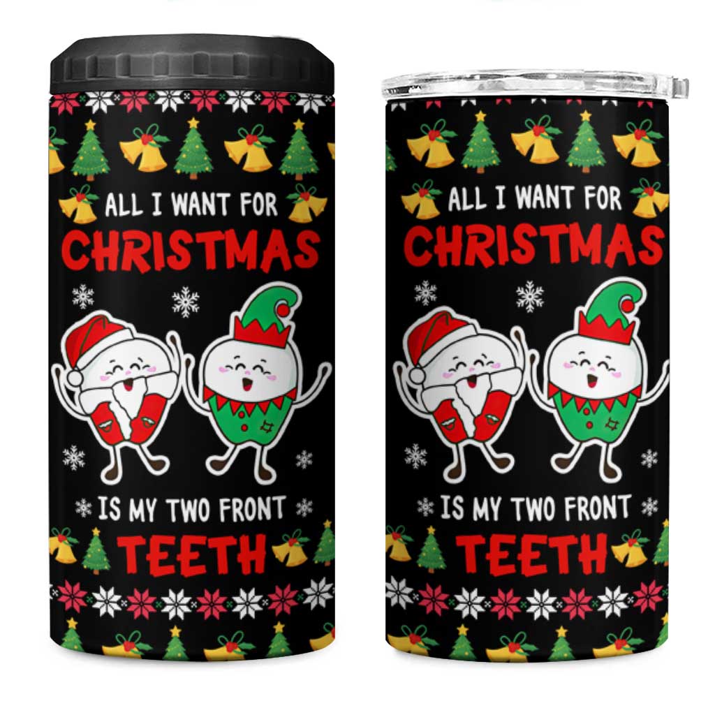 My Two Front Teeth Christmas Design 4 in 1 Can Cooler Tumbler Xmas Holiday Patterns - Wonder Print Shop