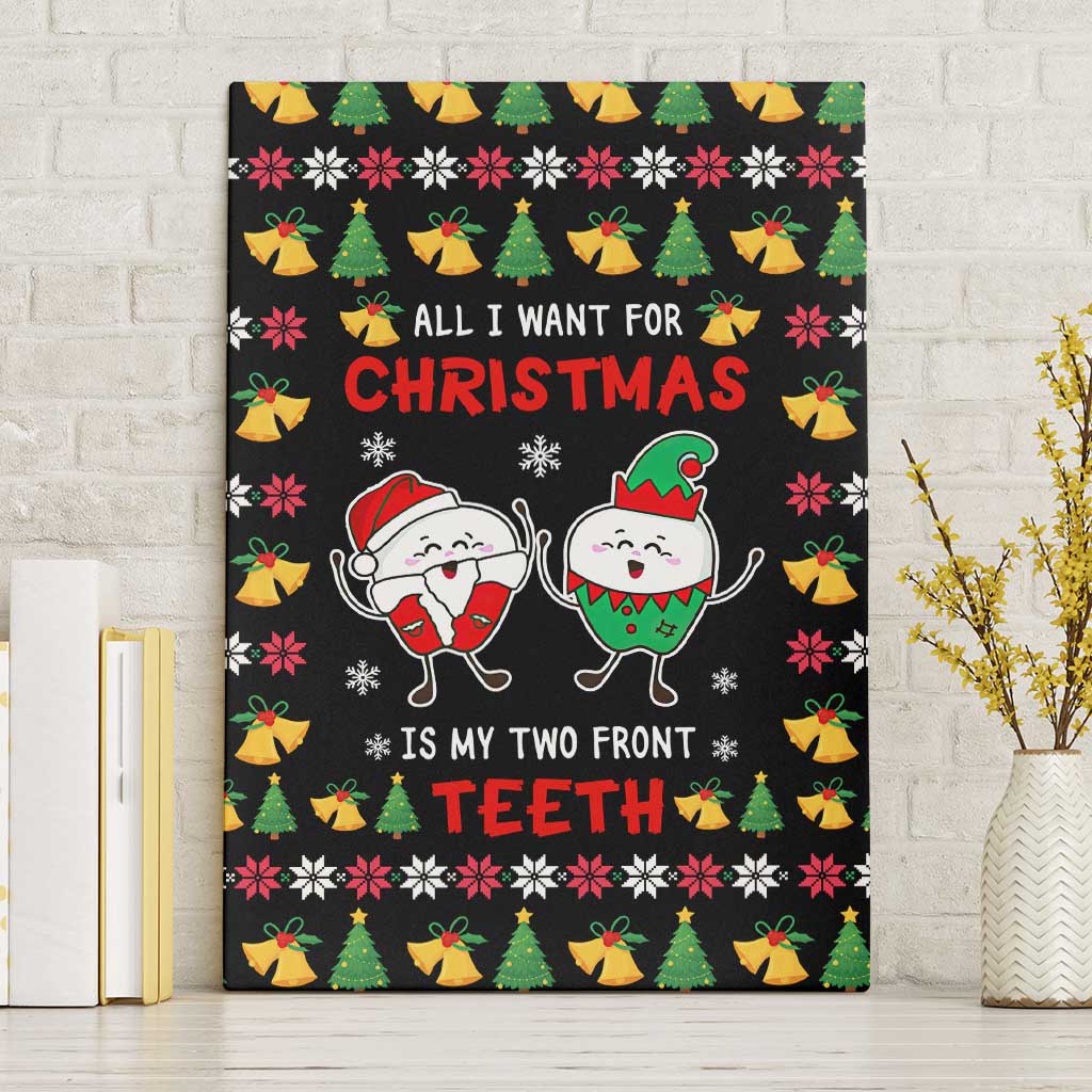 My Two Front Teeth Christmas Design Canvas Wall Art Xmas Holiday Patterns - Wonder Print Shop