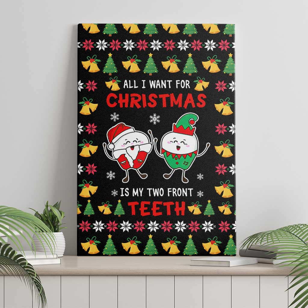 My Two Front Teeth Christmas Design Canvas Wall Art Xmas Holiday Patterns - Wonder Print Shop