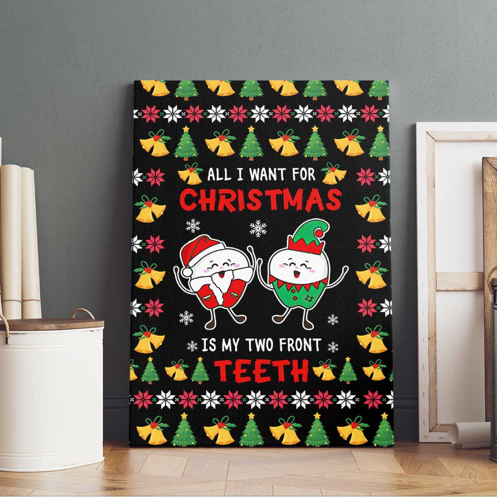 My Two Front Teeth Christmas Design Canvas Wall Art Xmas Holiday Patterns - Wonder Print Shop