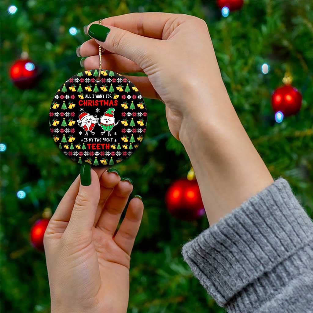 My Two Front Teeth Christmas Design Ceramic Ornament Xmas Holiday Patterns - Wonder Print Shop