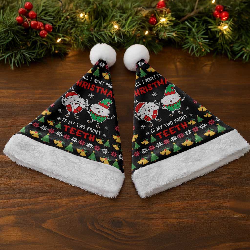 My Two Front Teeth Christmas Design Christmas Santa Hat Xmas Holiday Patterns - Wonder Print Shop