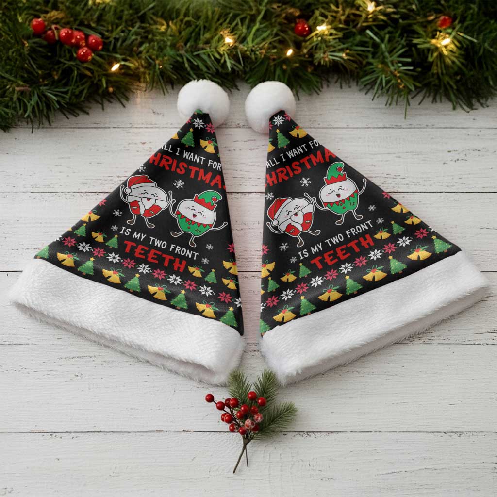 My Two Front Teeth Christmas Design Christmas Santa Hat Xmas Holiday Patterns - Wonder Print Shop