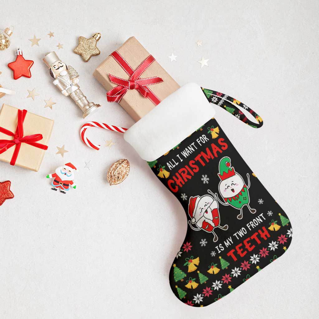 My Two Front Teeth Christmas Design Christmas Stocking Xmas Holiday Patterns - Wonder Print Shop