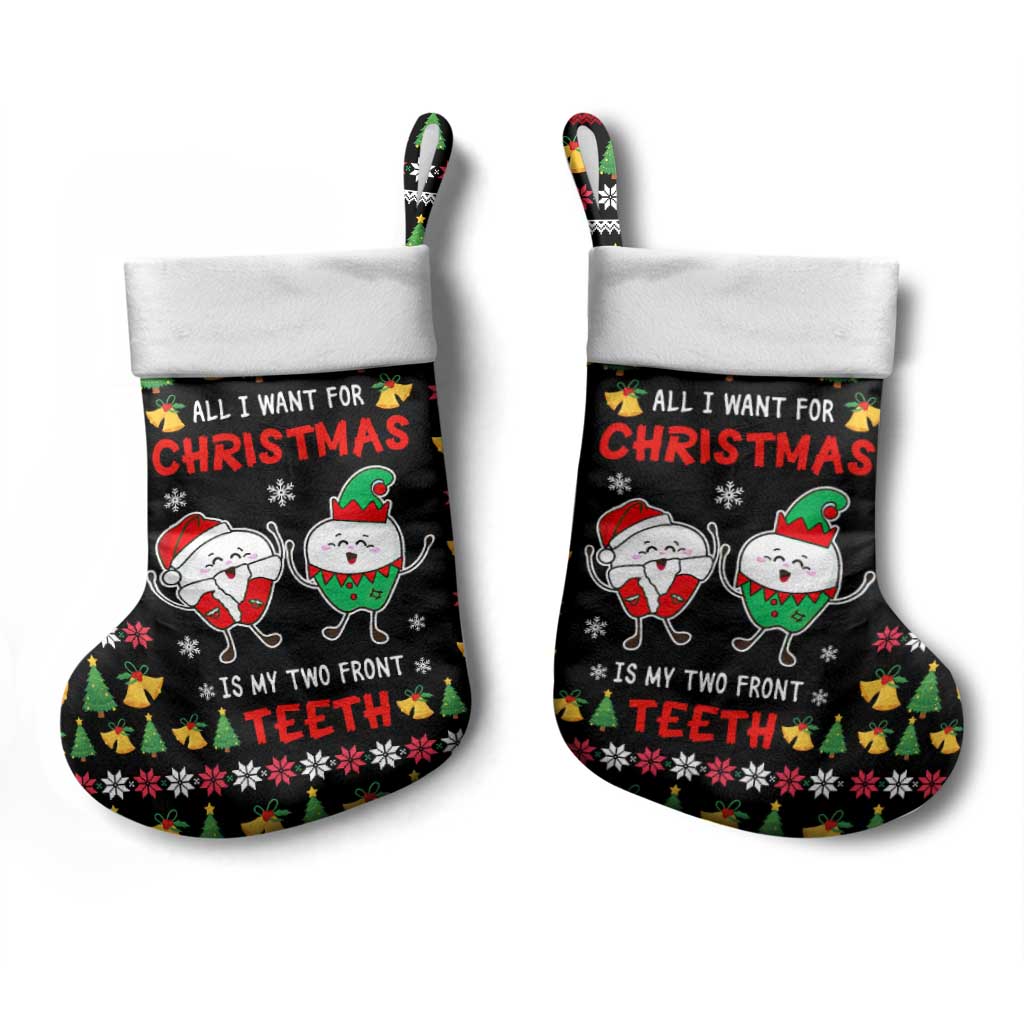 My Two Front Teeth Christmas Design Christmas Stocking Xmas Holiday Patterns - Wonder Print Shop