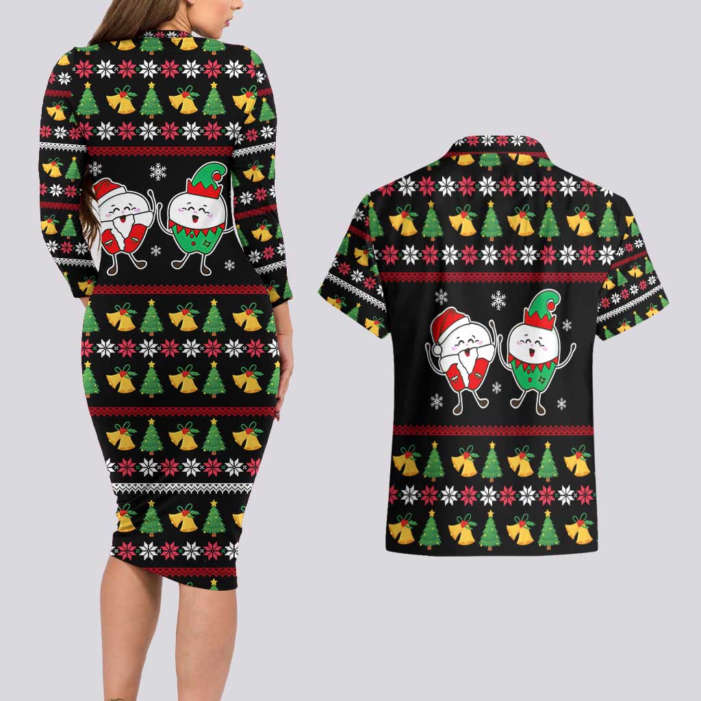 My Two Front Teeth Christmas Design Couples Matching Long Sleeve Bodycon Dress and Hawaiian Shirt Xmas Holiday Patterns - Wonder Print Shop