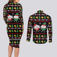 My Two Front Teeth Christmas Design Couples Matching Long Sleeve Bodycon Dress and Long Sleeve Button Shirt Xmas Holiday Patterns - Wonder Print Shop