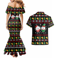My Two Front Teeth Christmas Design Couples Matching Mermaid Dress and Hawaiian Shirt Xmas Holiday Patterns - Wonder Print Shop