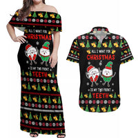 My Two Front Teeth Christmas Design Couples Matching Off Shoulder Maxi Dress and Hawaiian Shirt Xmas Holiday Patterns - Wonder Print Shop