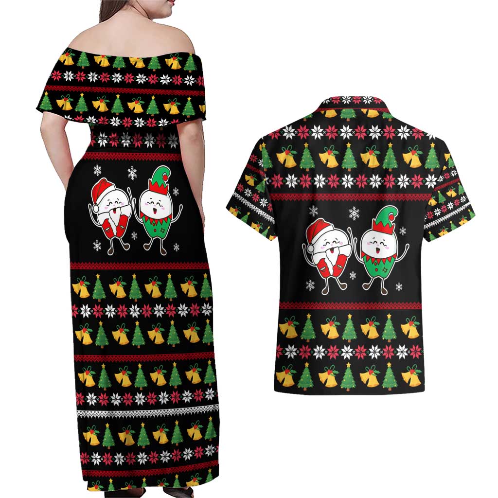 My Two Front Teeth Christmas Design Couples Matching Off Shoulder Maxi Dress and Hawaiian Shirt Xmas Holiday Patterns - Wonder Print Shop