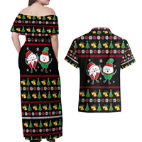 My Two Front Teeth Christmas Design Couples Matching Off Shoulder Maxi Dress and Hawaiian Shirt Xmas Holiday Patterns - Wonder Print Shop