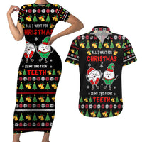 My Two Front Teeth Christmas Design Couples Matching Short Sleeve Bodycon Dress and Hawaiian Shirt Xmas Holiday Patterns - Wonder Print Shop