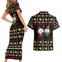 My Two Front Teeth Christmas Design Couples Matching Short Sleeve Bodycon Dress and Hawaiian Shirt Xmas Holiday Patterns - Wonder Print Shop