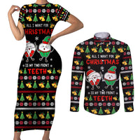 My Two Front Teeth Christmas Design Couples Matching Short Sleeve Bodycon Dress and Long Sleeve Button Shirt Xmas Holiday Patterns - Wonder Print Shop