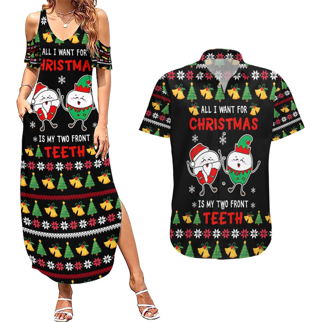 My Two Front Teeth Christmas Design Couples Matching Summer Maxi Dress and Hawaiian Shirt Xmas Holiday Patterns - Wonder Print Shop