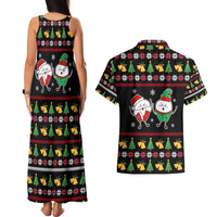 My Two Front Teeth Christmas Design Couples Matching Tank Maxi Dress and Hawaiian Shirt Xmas Holiday Patterns - Wonder Print Shop