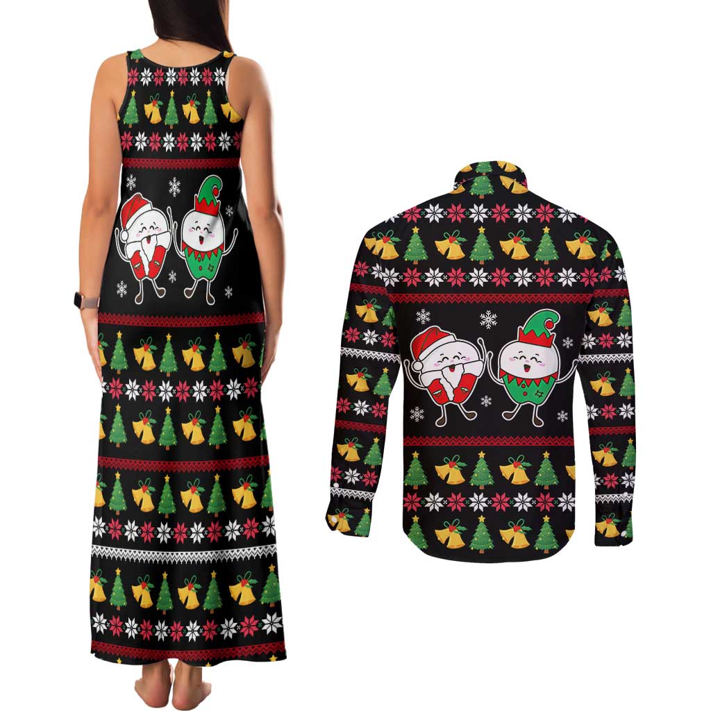My Two Front Teeth Christmas Design Couples Matching Tank Maxi Dress and Long Sleeve Button Shirt Xmas Holiday Patterns - Wonder Print Shop
