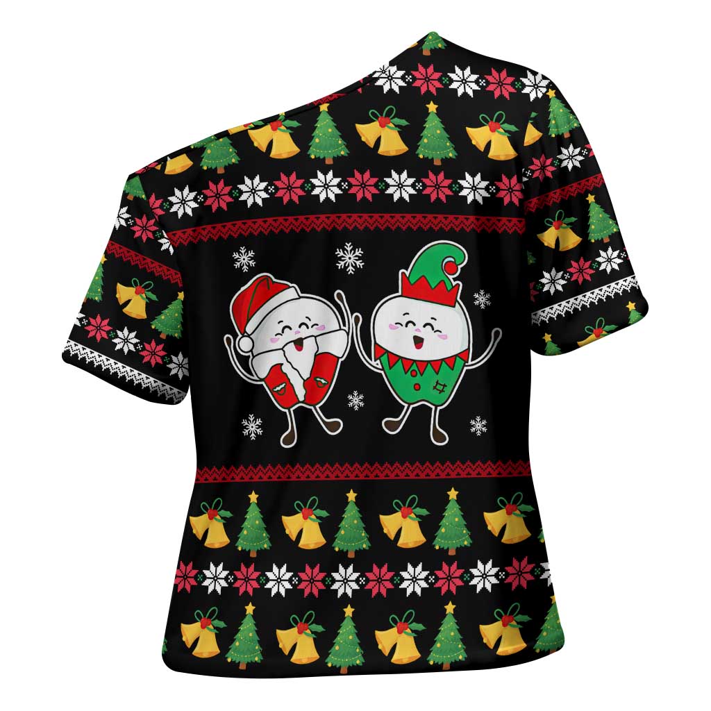 My Two Front Teeth Christmas Design Cross Shoulder Shirt Xmas Holiday Patterns - Wonder Print Shop