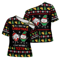 My Two Front Teeth Christmas Design Cross Shoulder Shirt Xmas Holiday Patterns - Wonder Print Shop